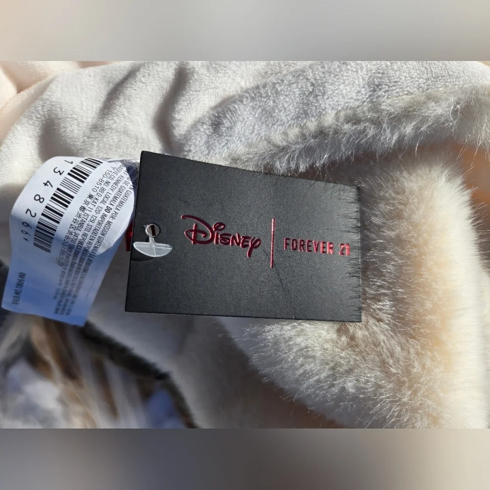 NWT Disney Jeweled Faux Fur Collar Shawl Wrap Neck Warmer Cream White
